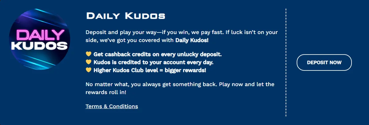 Promociones: paquete de bienvenida y reembolsos del Kudos Club